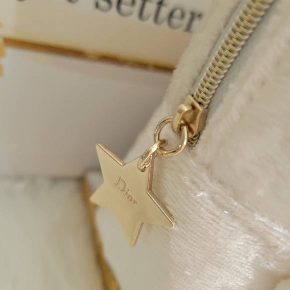 Christian Dior CD white glitter cosmetic pouch/clutch/bag large size rare Nwot - Picture 7 of 13